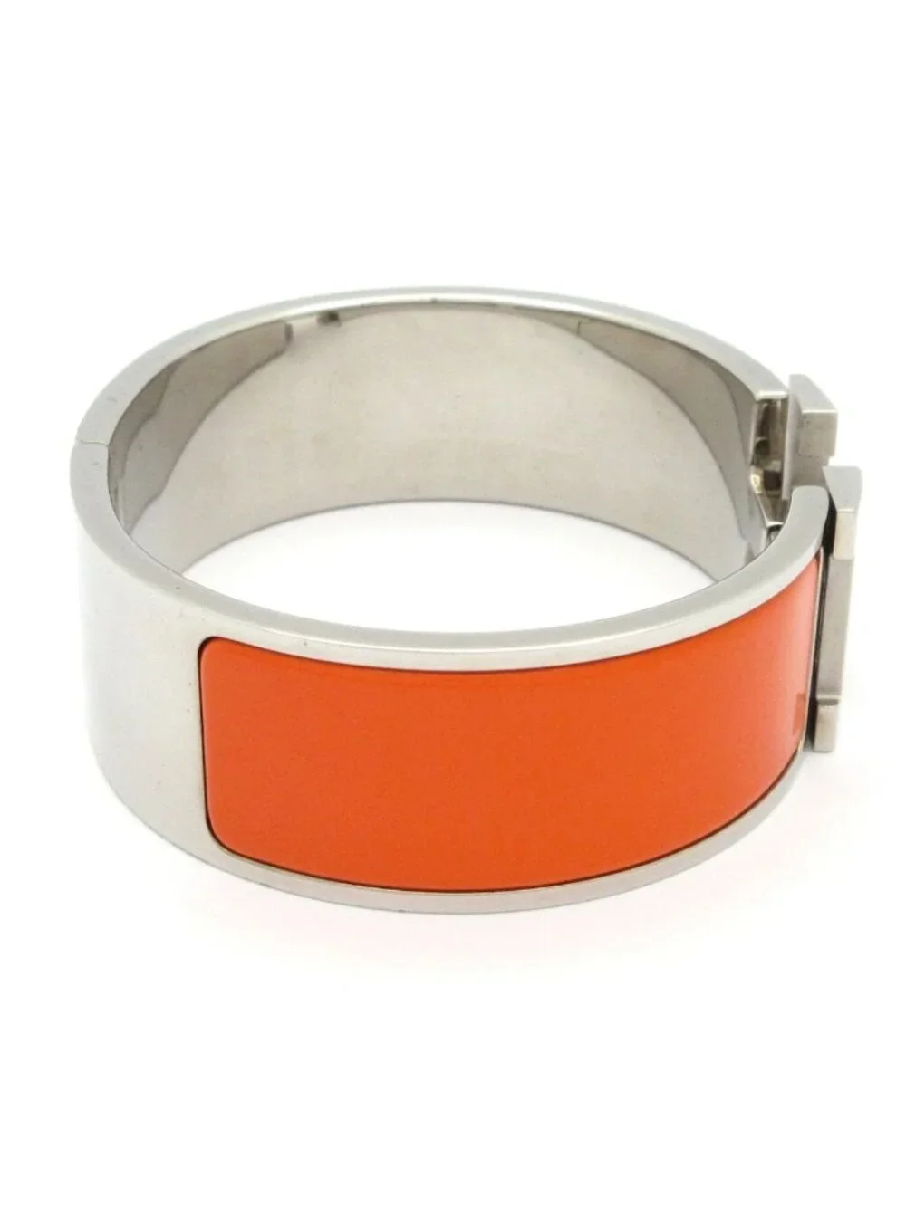 Hermes Bangle Clic Clac Silver Orange Bracelet